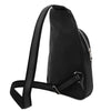 Angled And Shoulder Strap View Of The Black Soft Leather Crossbody Bag