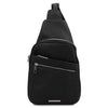 Front View Of The Black Soft Leather Crossbody Bag