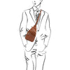 Man Posing With The Cognac Soft Leather Crossbody Bag