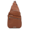Front View Of The Cognac Soft Leather Crossbody Bag