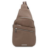 Front View Of The Dark Taupe Soft Leather Crossbody Bag