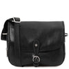 Front View Of The Black Leather Shoulder Bag