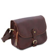 Angled View Of The Brown Leather Shoulder Bag