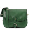 Front View Of The Forest Green Leather Shoulder Bag