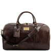 Front View Of The Dark Brown Large Duffle Bag