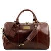 Front View Of The Brown Aristocratic Leather Duffle Bag Small