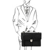 Man Posing With The Black Leather Attache Briefcase