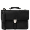 Front View Of The Black Leather Attache Briefcase