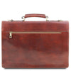 Rear Zip Compartment View Of The Brown Leather Attache Briefcase