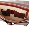 Internal Features View Of The Brown Leather Attache Briefcase