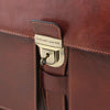 Key And Lock View Of The Brown Leather Attache Briefcase