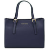 Front View Of The Dark Blue Ruga Handbag