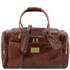Front View Of The Brown Luxury Leather Travel Bag