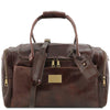 Front View Of The Dark Brown Luxury Leather Travel Bag