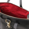 Internal Pocket View Of The Black Backpack Handbag