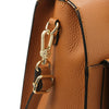 Close Up Clip View Of The Cognac Backpack Handbag