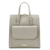 Front View Of The Light Grey Backpack Handbag