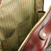 Internal Pockets View Of The Brown Bangkok Leather Laptop Backpack
