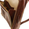 Internal Compartment View Of The Brown Bangkok Leather Laptop Backpack