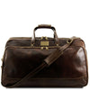 Front View Of The Dark Brown Large Leather Trolley bag