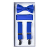 Front View Of The Royal Blue Boys Braces Bow Tie And Pocket Square Set