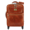 Front View Of The Honey 4 Wheeled Luggage Trolley Bag Of The 4 Wheeled Luggage And Leather Laptop Briefcase Set