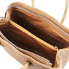 Internal Pocket View Of The Champagne Ladies Leather Handbag