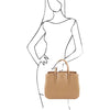 Sketch Of Woman Posing With The Champagne Ladies Leather Handbag