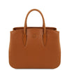 Front View Of The Cognac Ladies Leather Handbag
