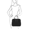 Sketch Of Women Posing With The Black Ladies Leather Handbag