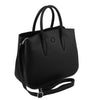 Angled View Of The Black Ladies Leather Handbag