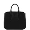 Front View Of The Black Ladies Leather Handbag