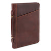 Side Features View Of The Brown Exclusive Leather Compendium With Carry Handle