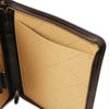 Internal Material View Of The Dark Brown Exclusive Leather Compendium With Carry Handle