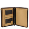 Internal Pockets View Of The Dark Brown Exclusive Leather Compendium With Carry Handle