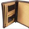 Internal Features View Of The Dark Brown Exclusive Leather Compendium With Carry Handle
