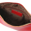 Internal Zip Pocket View Of The Lipstick Red Clutch