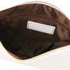 Internal Zip Pocket View Of The White Clutch