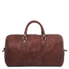 Rear View Of The Travel Bag Of The Brown Leather Travel Duffle Bag and Mens Toiletry Bag Leather Set