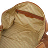 Internal Zip Pocket View Of The Travel Bag Of The Natural Leather Travel Duffle Bag and Mens Toiletry Bag Leather Set