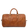 Rear View Of The Travel Bag Of The Natural Leather Travel Duffle Bag and Mens Toiletry Bag Leather Set