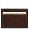 Front View Of The Dark Brown Leather Credit Business Card Holder