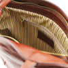 Internal Zip Pocket View Of The Brown Convertible Backpack Handbag