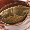 Internal Pocket View Of The Brown Convertible Backpack Handbag