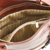 Internal Zip Compartment View Of The Brown Convertible Backpack Handbag