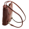 Shoulder Strap View Of The Brown Convertible Backpack Handbag