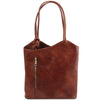 Front View Of The Brown Convertible Backpack Handbag