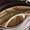 Internal Zip Compartment View Of The Dark Brown Convertible Backpack Handbag