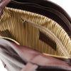 Internal Zip Pocket View Of The  Dark Brown Convertible Backpack Handbag