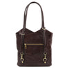 Rear View Of The Dark Brown Convertible Backpack Handbag